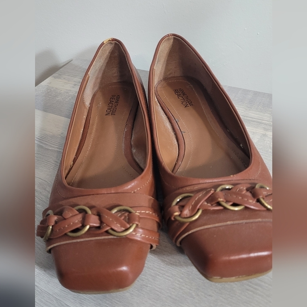 Kenneth Cole Reaction Brown Leather Slip On Ballet Flats. Size 8.5 - Picture 2 of 8